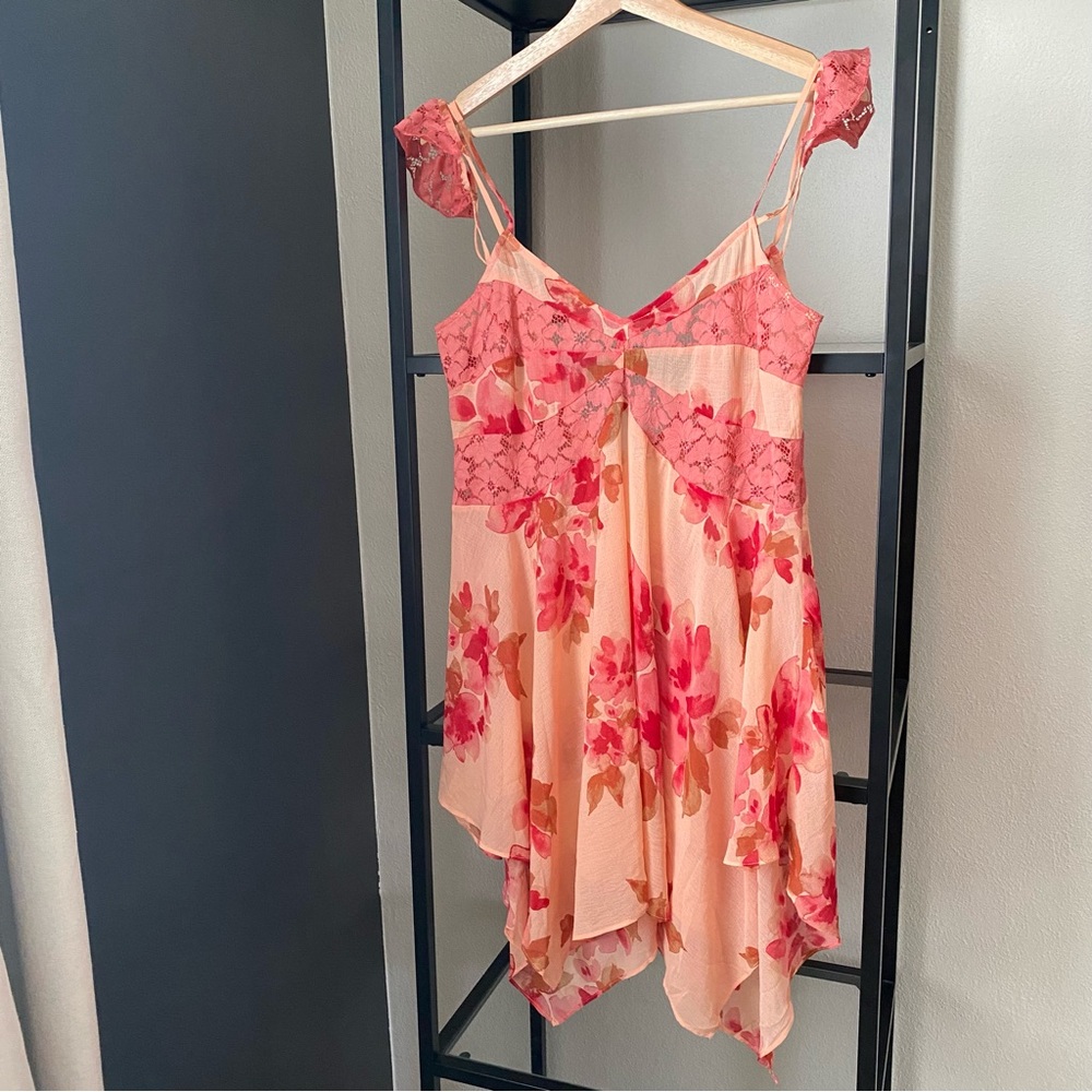 Free People Pink Floral Chemise